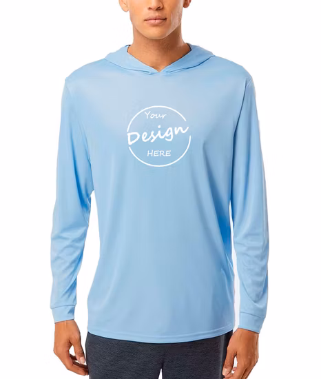 Vente chaude Sport personnalisé Football Football à manches longues Performance chemise de pêche Columbia bleu Upf Polyester chemise de soleil qualité sweats à capuche