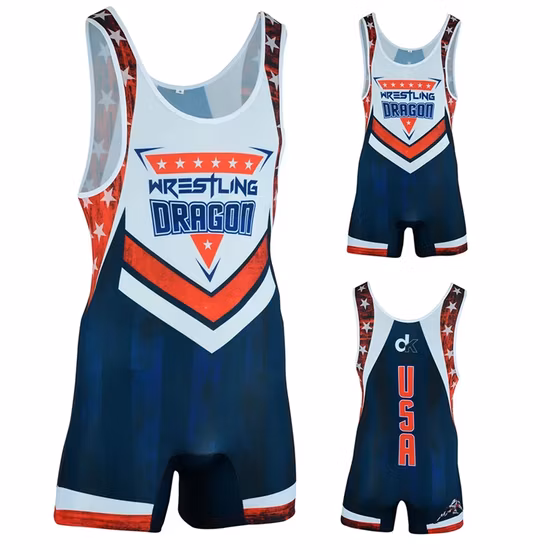 Vente chaude Custom Men's Full Dye Sublimation Teamwear Natio Spartiates de haute qualité Powerlifting Wrestling Singlet